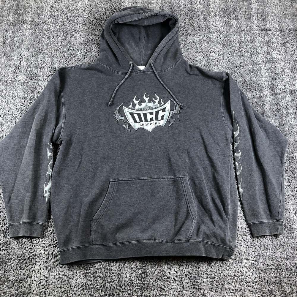 Orange County Choppers Hoodie Mens Large Gray Fleece Pullover Graphic Biker